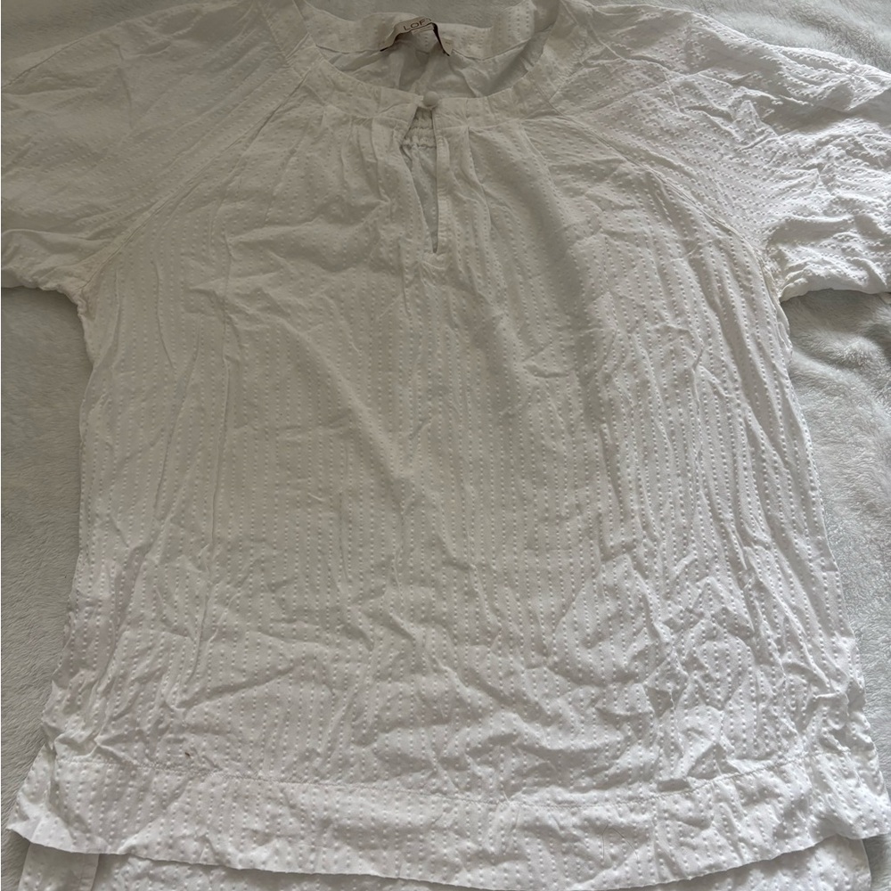 LOFT Ivory Textured Button Blouse